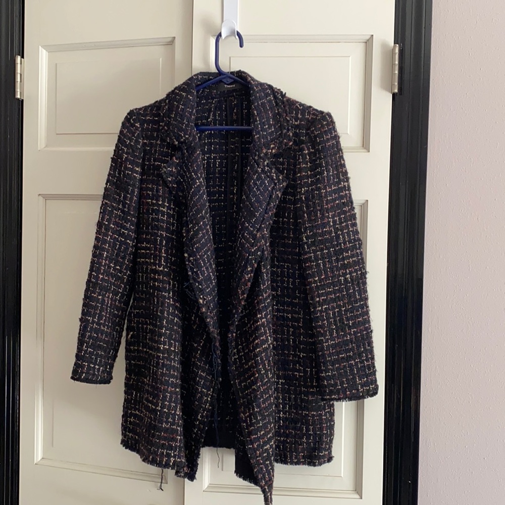 Theory navy blue/black tweed/Boucle coat/blazer.